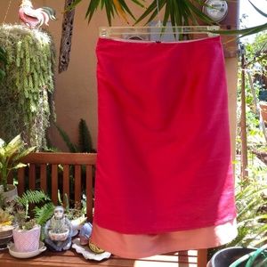 Cherry Red and Salmon Raw Silk Skirt Size 10 Saeyoung Vu Designer